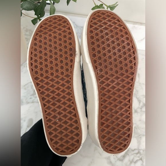 Vans Old Skool Stacked Woven Denim Platform Chunky Sneakers Blue Checkered 3D - Picture 11 of 11